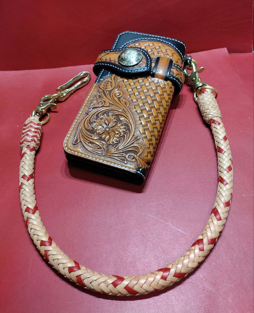 ★キトラ様★ウォレットロープ極太☆ハーマンオークレザー☆12本編み真鍮金具