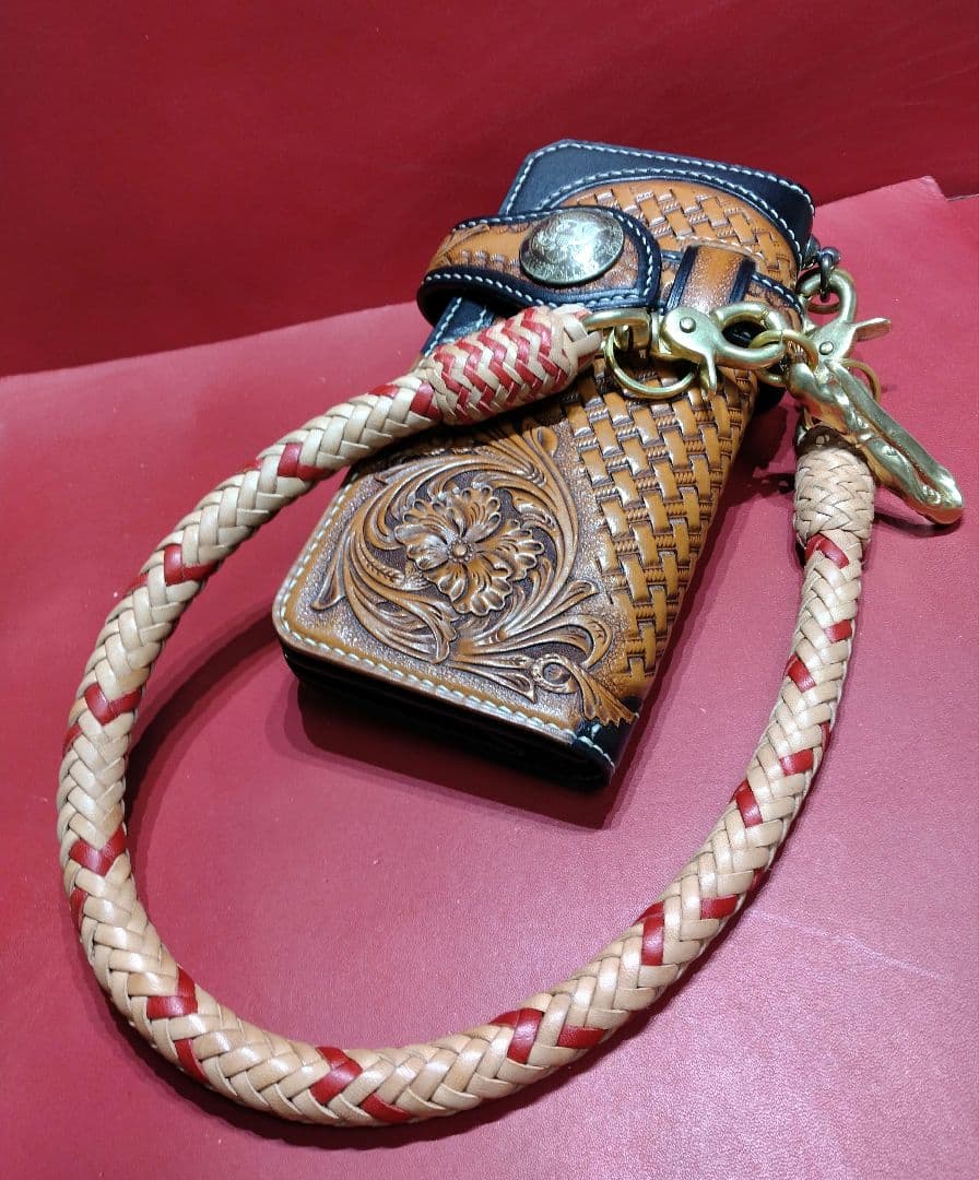 ★キトラ様★ウォレットロープ極太☆ハーマンオークレザー☆12本編み真鍮金具