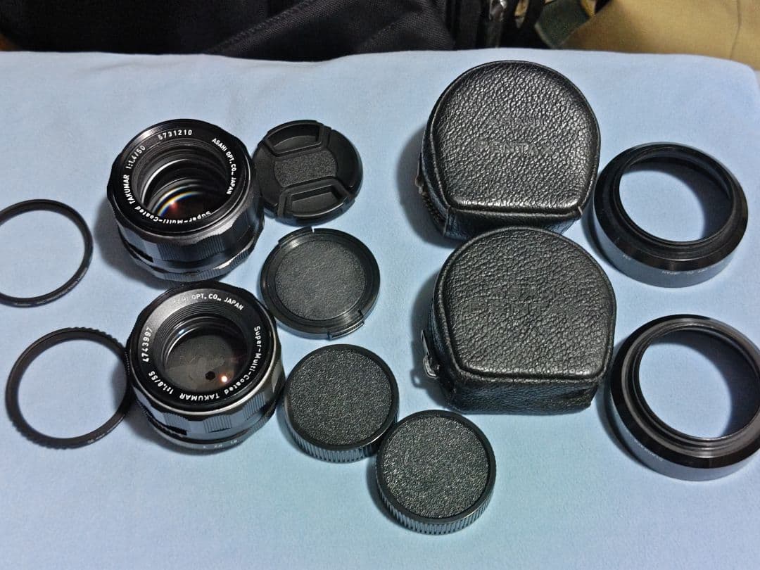 整備済 Takumar 50mm F1.4／55mm F1.8 純正フードM42