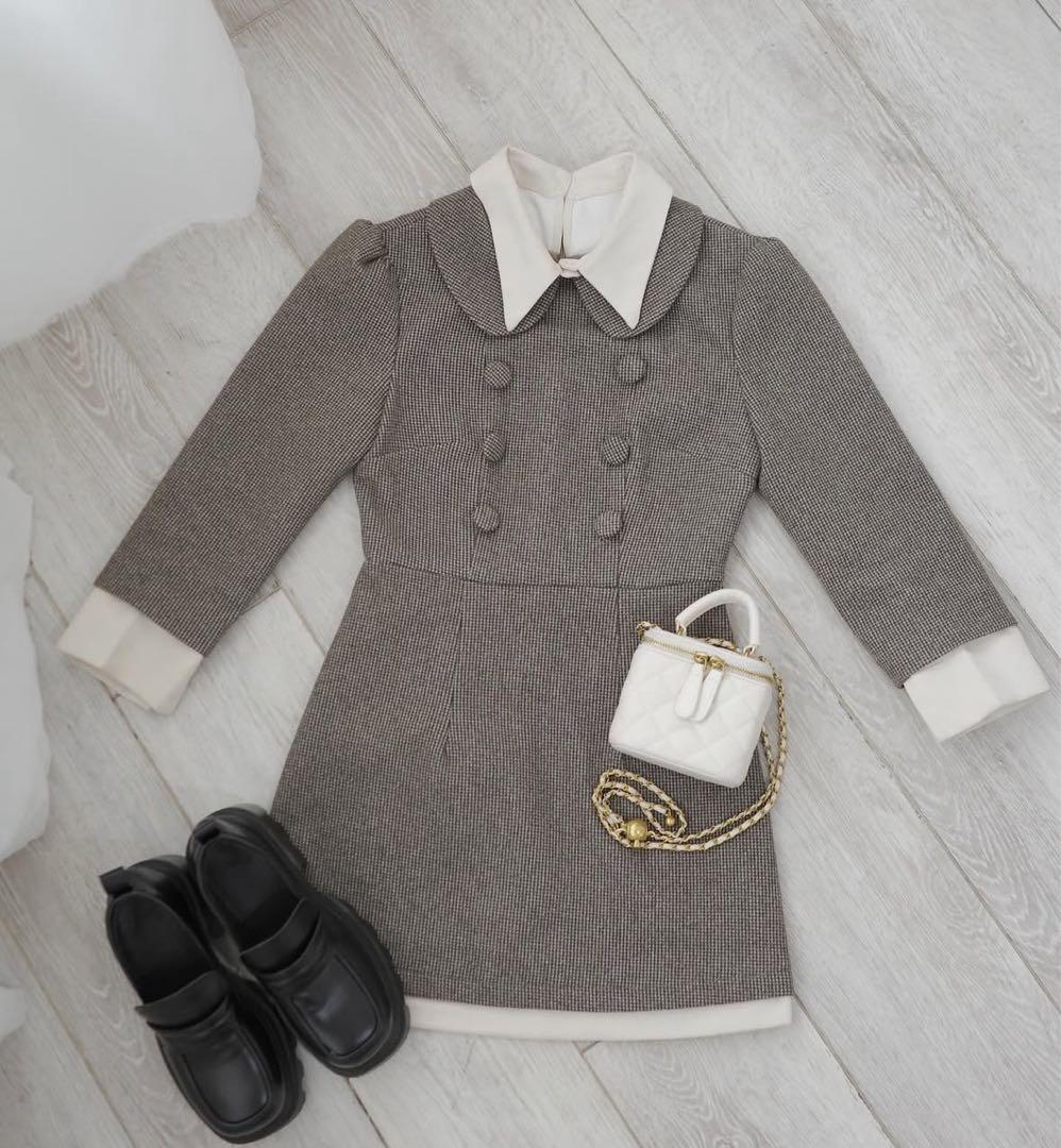 ciel フロントボタンドッキングワンピース