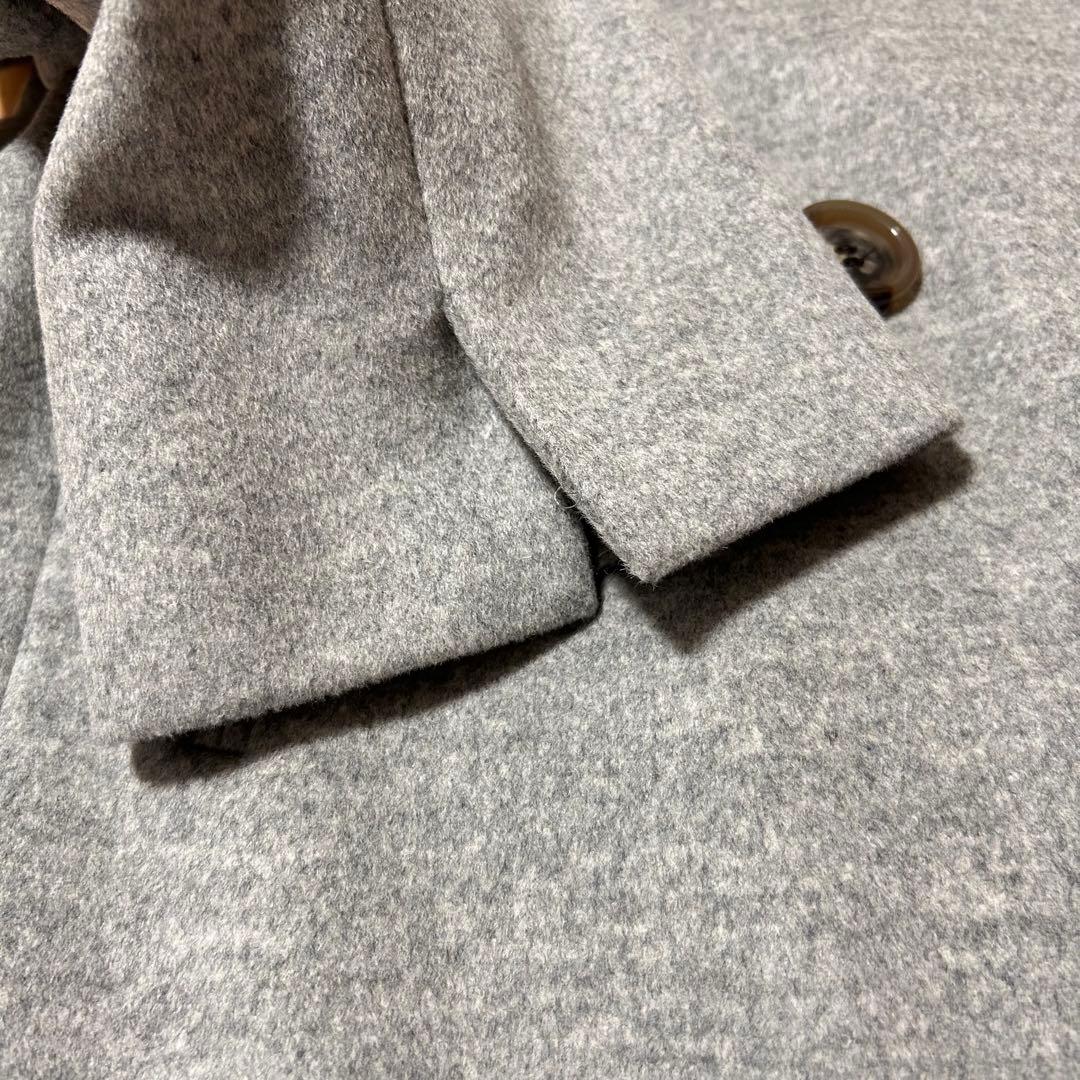 【美品】大きいサイズ 23区 ピーコート ダブルブレスト ライトグレー アンゴラ