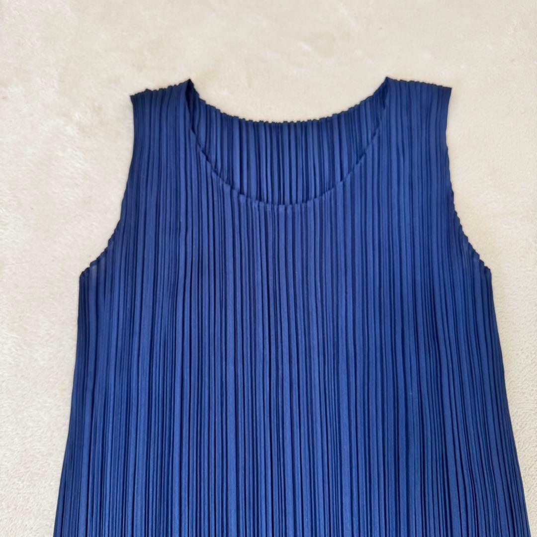 美品✨PLEATS PLEASE プリーツ　ネイビー　ノースリーブ　サイズ3