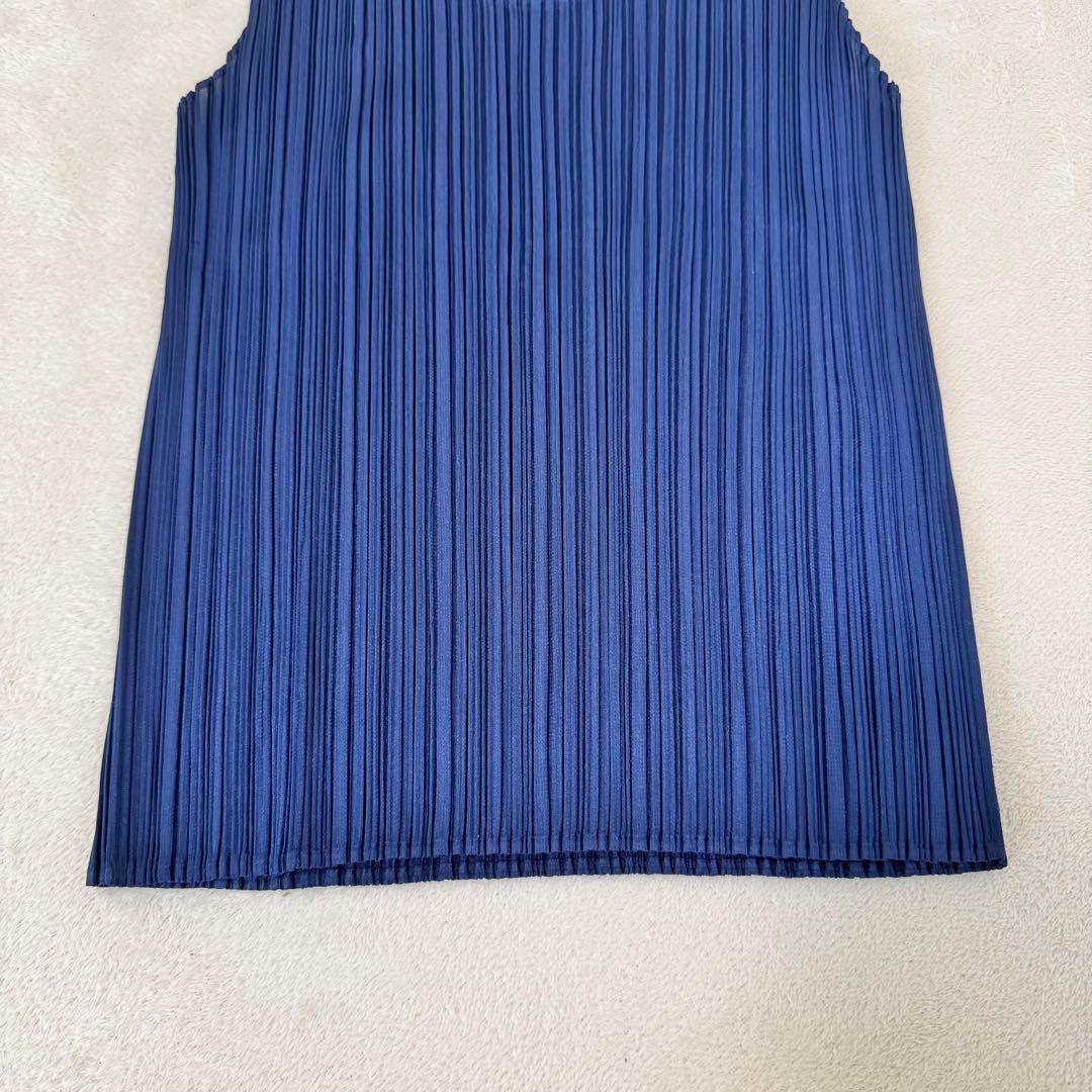 美品✨PLEATS PLEASE プリーツ　ネイビー　ノースリーブ　サイズ3