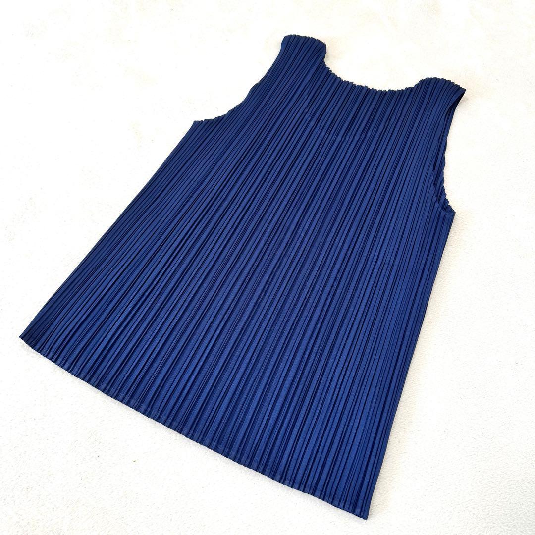 美品✨PLEATS PLEASE プリーツ　ネイビー　ノースリーブ　サイズ3