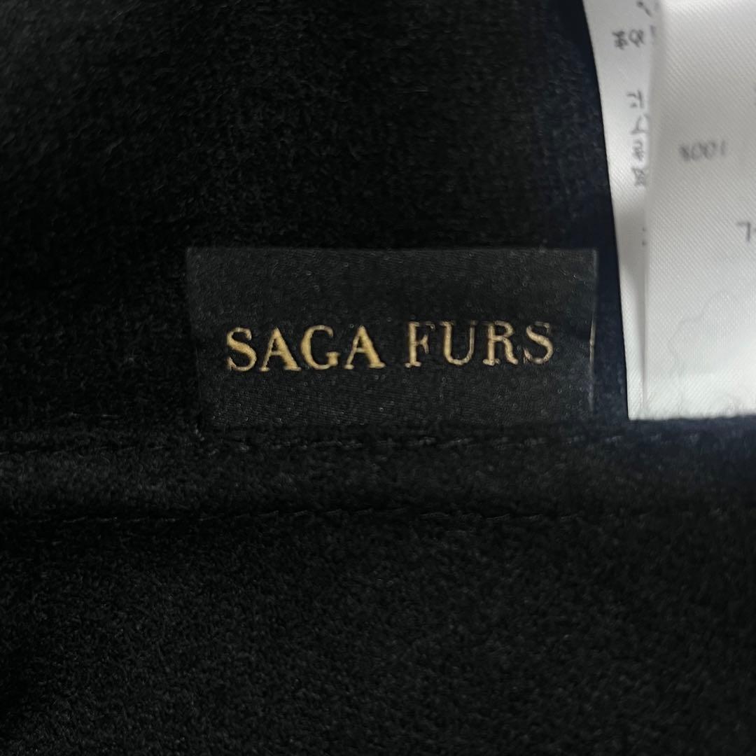 美品☆サガファーカシミヤ100%ポンチョフード付きブルーフォックス2way