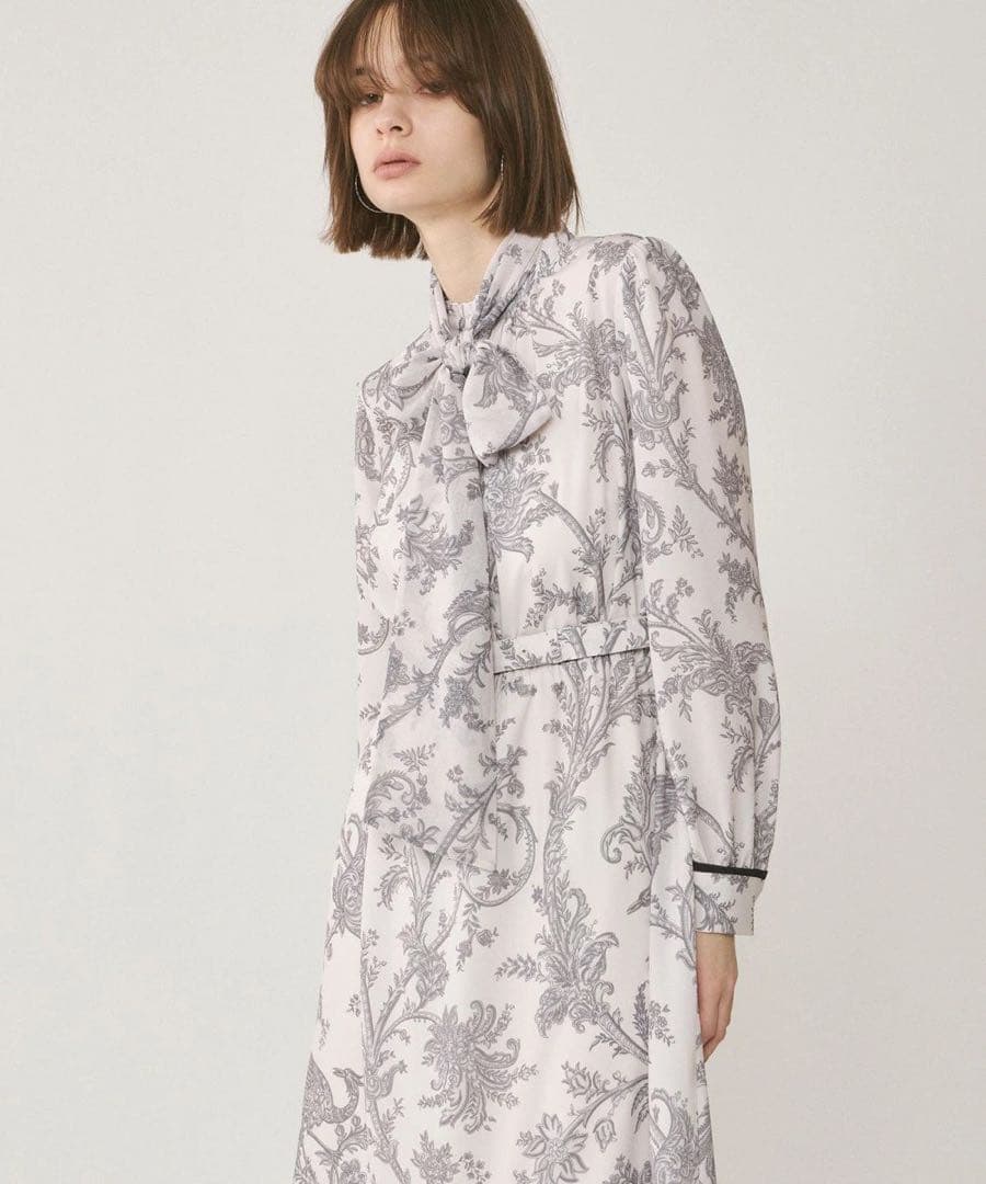 グレースコンチネンタル/サラサプリントリボン付ワンピース定価4.2万円