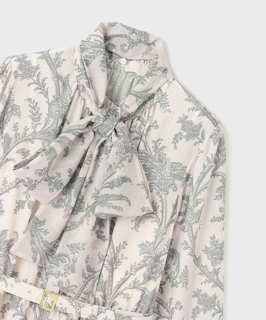 グレースコンチネンタル/サラサプリントリボン付ワンピース定価4.2万円