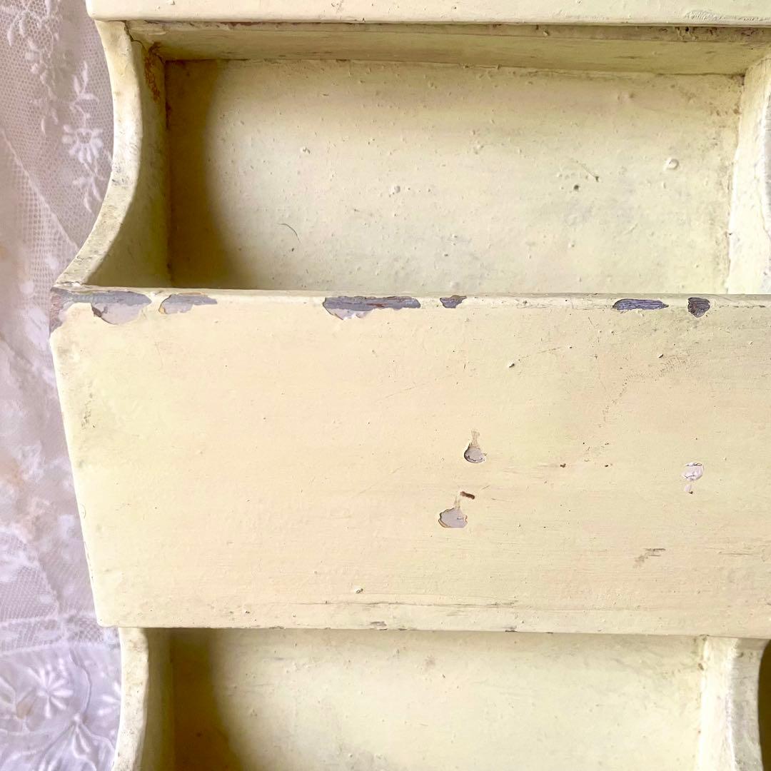 木製レターラック　ポストカードホルダー　オリジナルペイント　フランスアンティーク