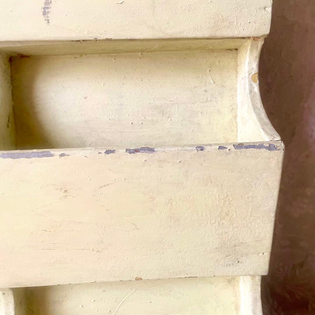 木製レターラック　ポストカードホルダー　オリジナルペイント　フランスアンティーク