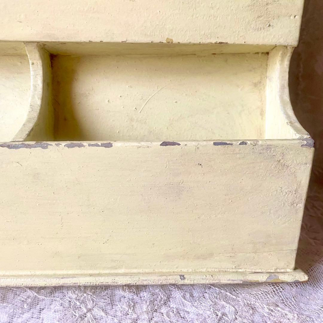 木製レターラック　ポストカードホルダー　オリジナルペイント　フランスアンティーク