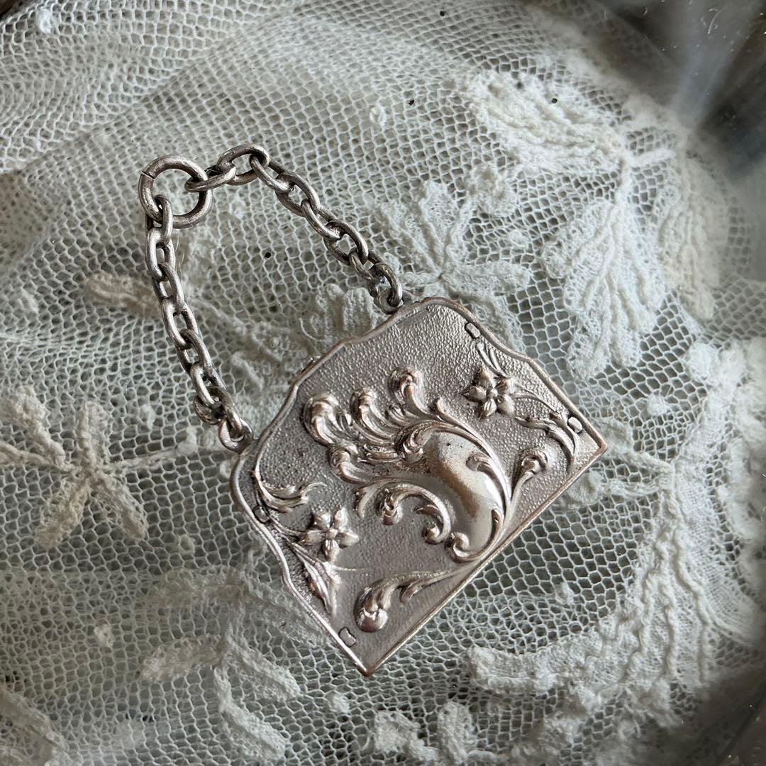 【ｍ】フランスアンティーク ミニチュア　バッグ　シルバープレート