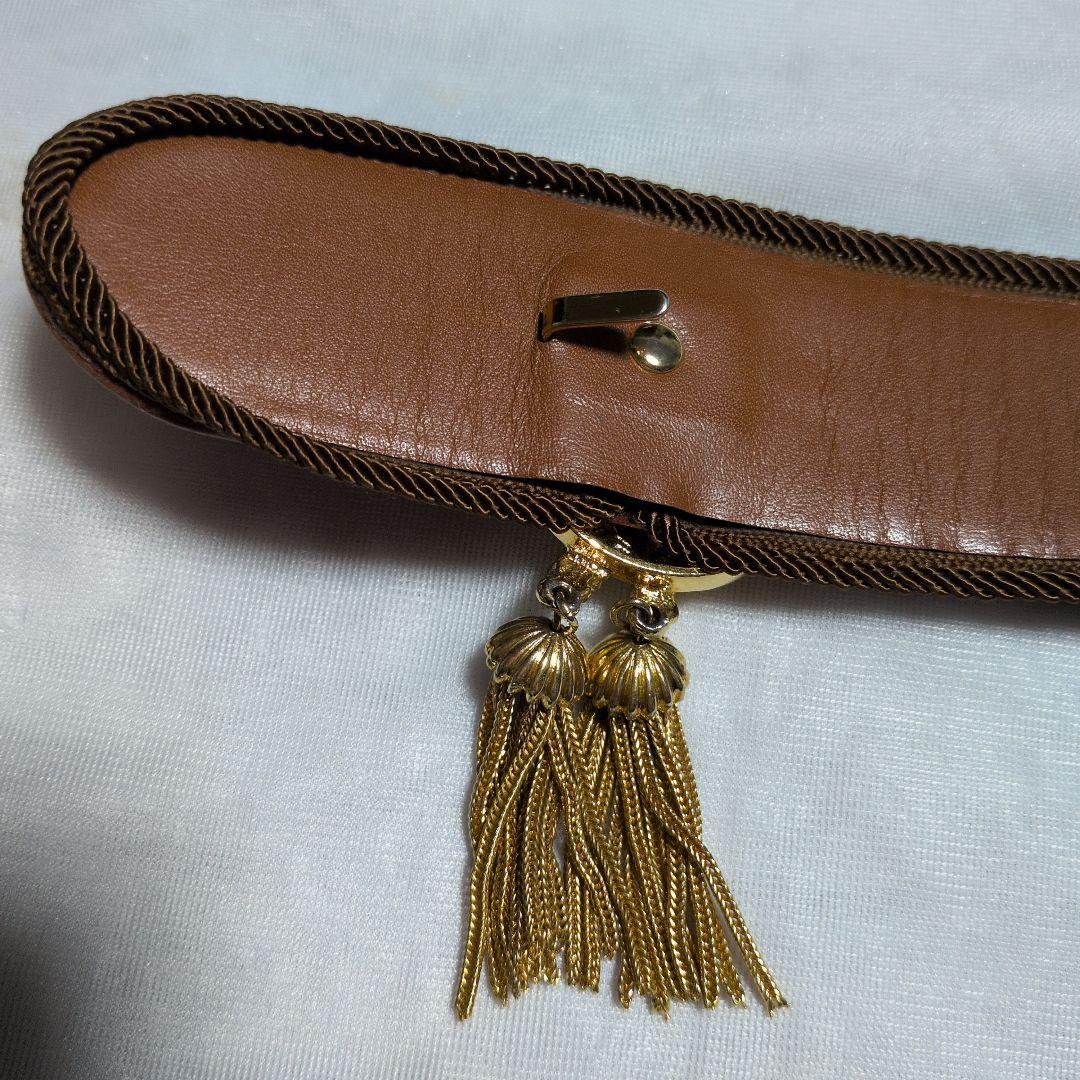 クリスチャンディオール　ベルト　ゴールド　タッセル　ブラウン系