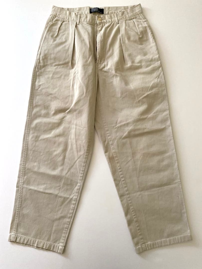 90s ポロラルフローレン ポロチノ 初期型 アンドリュー ツータック ベージュ