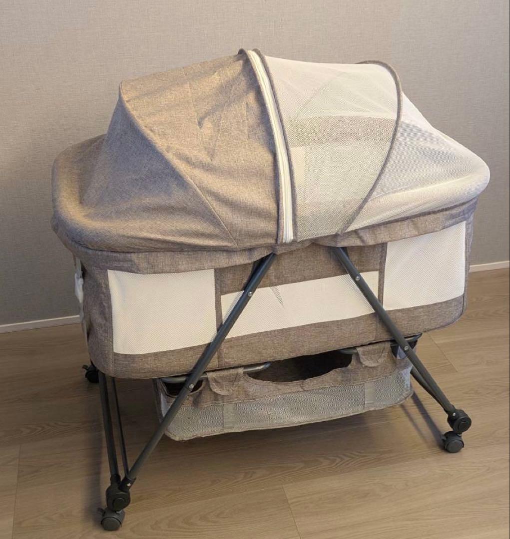 【即日発送可】簡易ベビーベッド 移動式 折りたたみ 蚊帳 荷物入れ 収納バッグ
