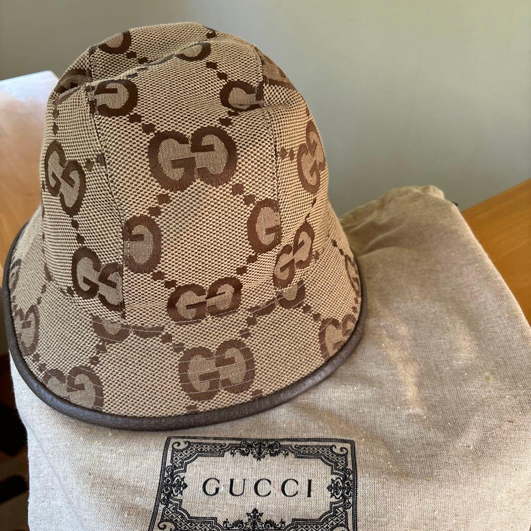 国内正規店購入☆新品タグ付き☆GUCCI☆ジャンボGG☆キャンパスバケットハット