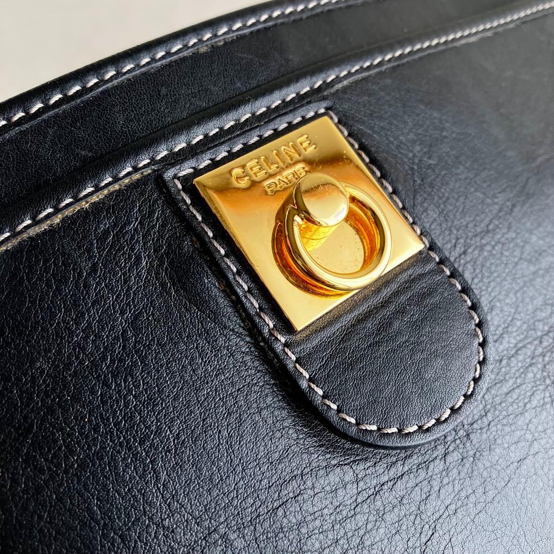 バッグ Celine Vintage Black Leather Pouch Bag