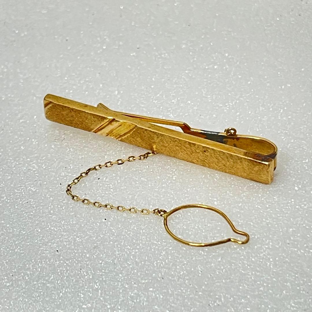 18金ゴールド ネクタイピン チェーン付き　3.91g