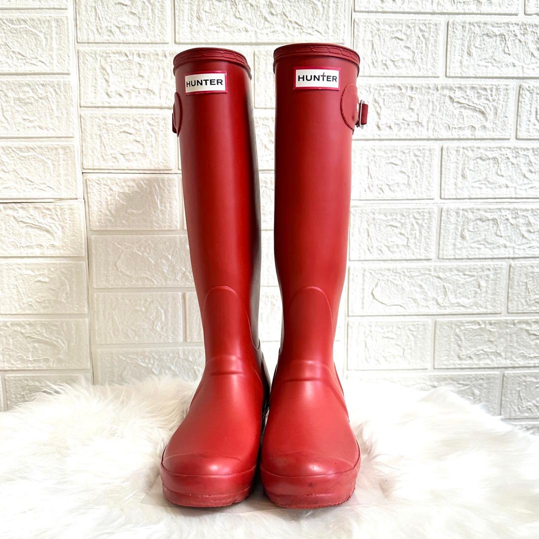 極美品✨HUNTER ハンター レインブーツ ロング 長靴 オリジナルトール 赤