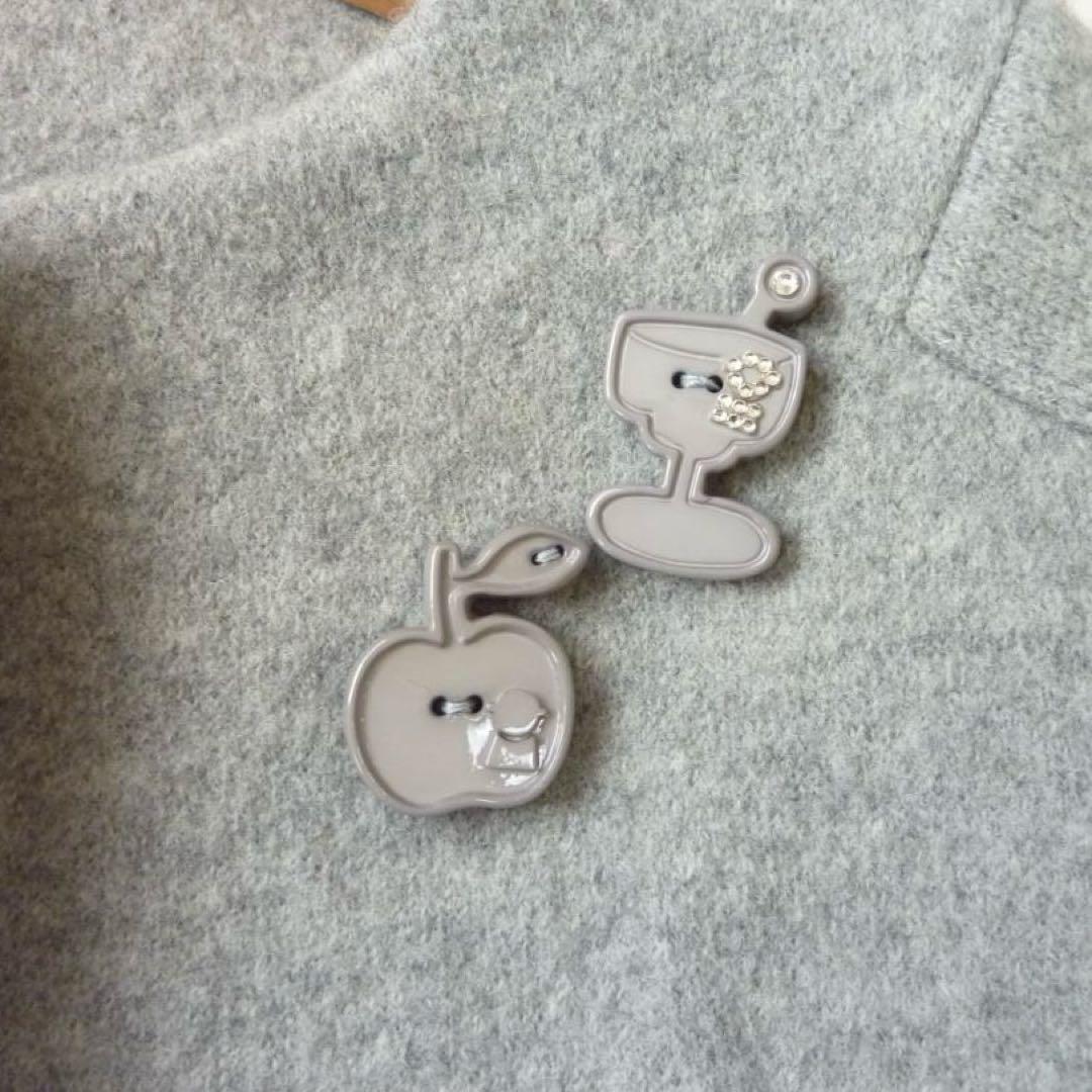 PICONE ピッコーネ ノーカラーウールコート 38 日本製 グレー 裏地総柄