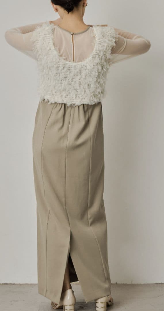 新品nianaフリンジグリッターベストセットドレス Lサイズ　結婚式　お呼ばれ