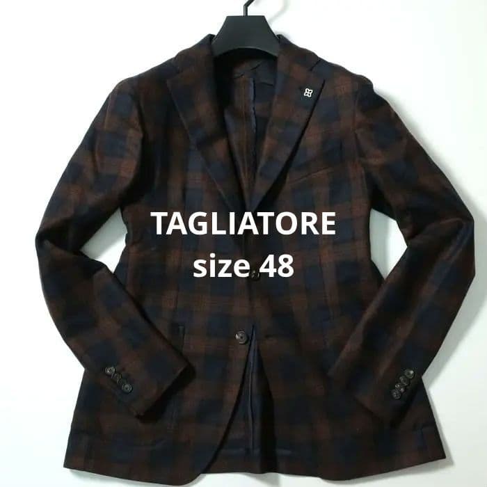 タリアトーレ ジャケット/ウール/ ネイビー×ブラウン48（5403)bjbea