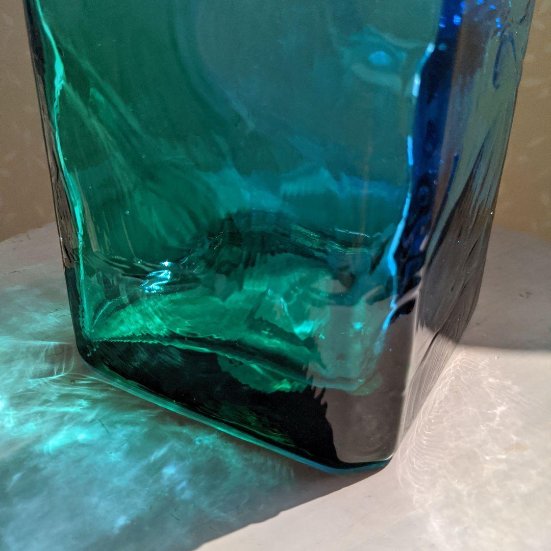 【カメイガラス】　ガラス花瓶　フラワーベース　花入れ　昭和レトロ　ヴィンテージ