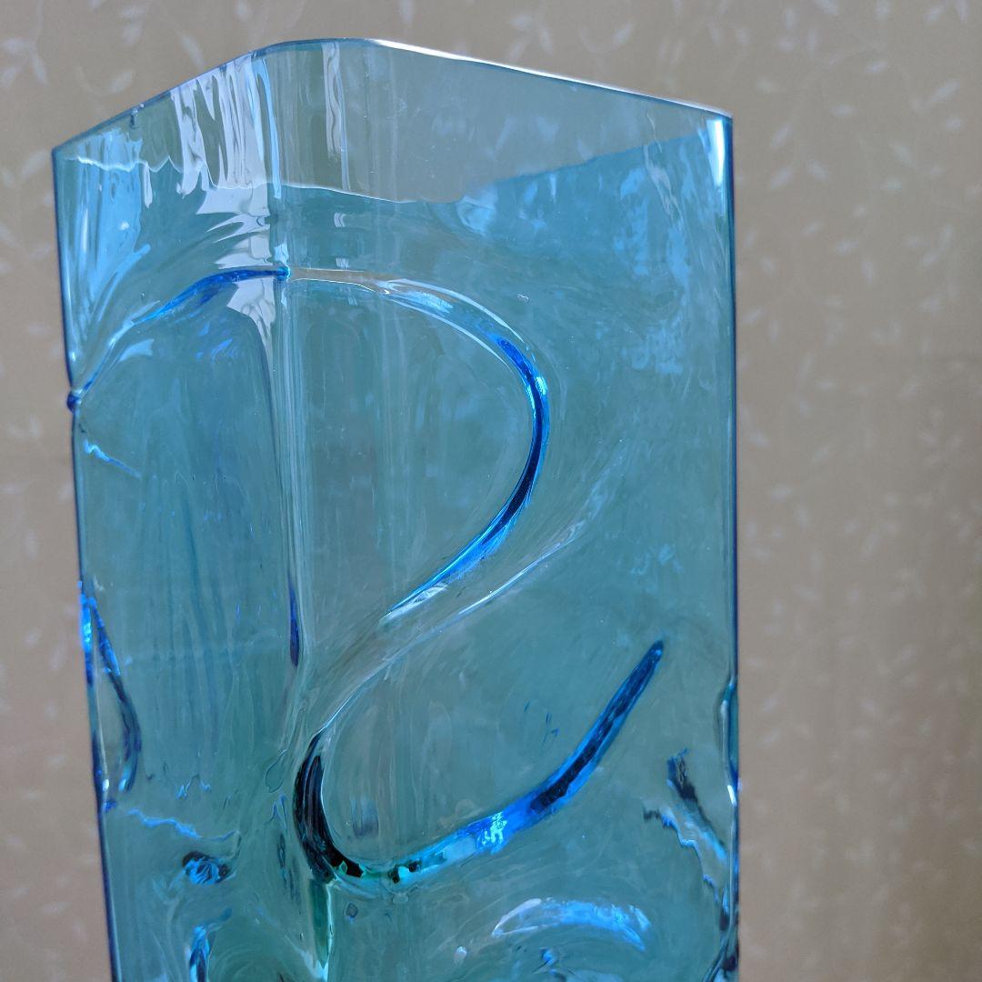 【カメイガラス】　ガラス花瓶　フラワーベース　花入れ　昭和レトロ　ヴィンテージ