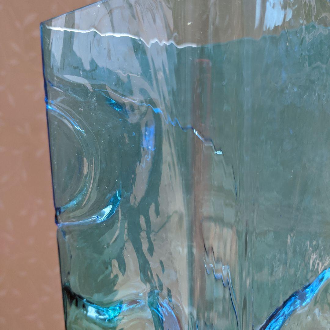 【カメイガラス】　ガラス花瓶　フラワーベース　花入れ　昭和レトロ　ヴィンテージ