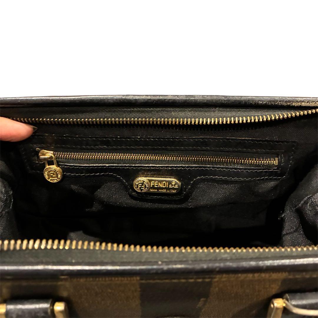 バッグ fendi pequin pattern mini boston bag