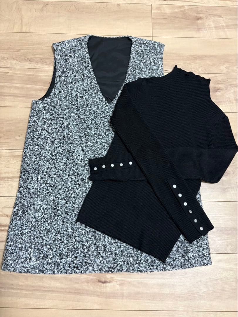 【新品未使用】Lumier リュミエ　ミックスループヤーンニットミニワンピース