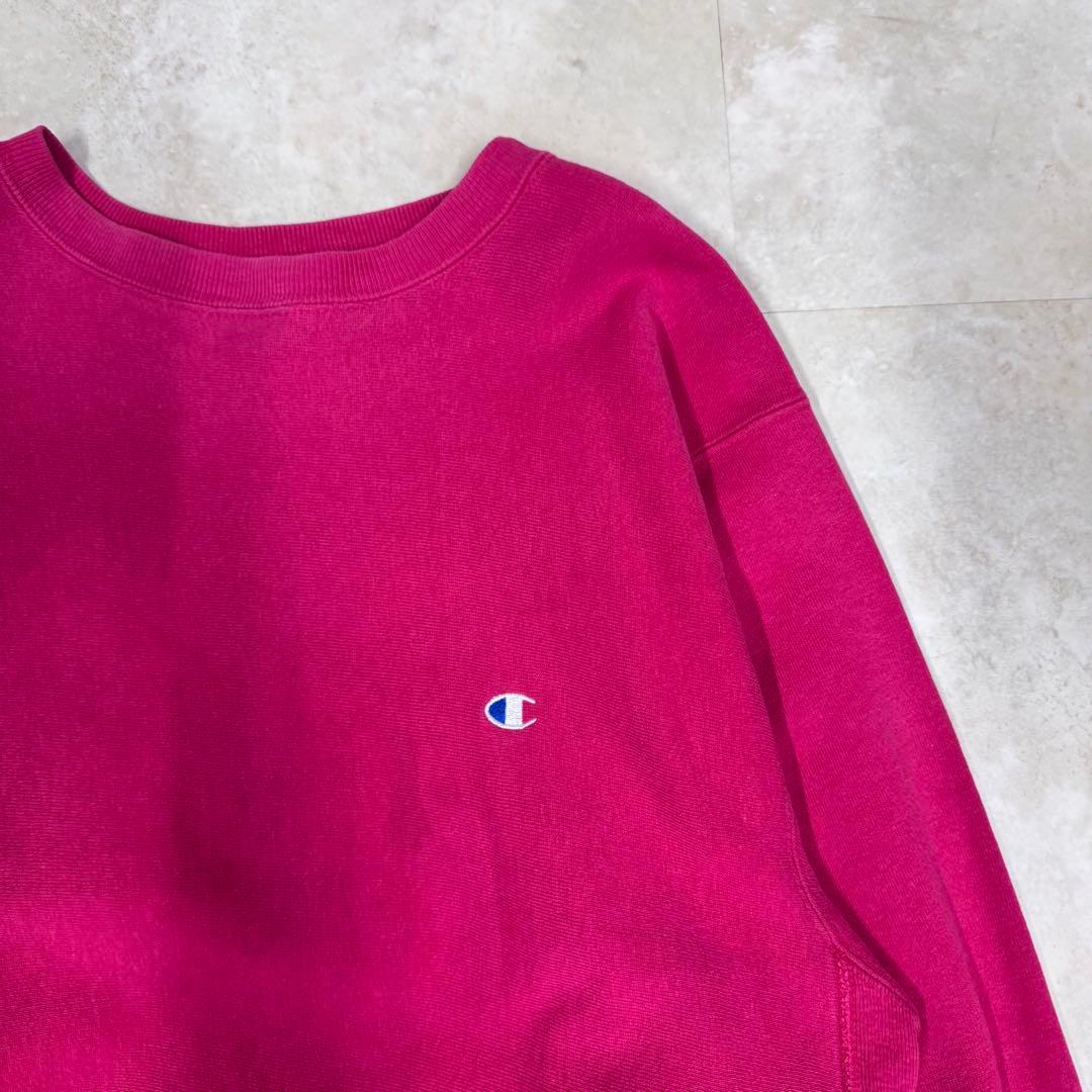 90s チャンピオン リバースウィーブ 目有り ピンク XL 無地
