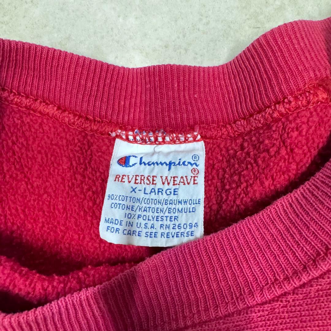 90s チャンピオン リバースウィーブ 目有り ピンク XL 無地