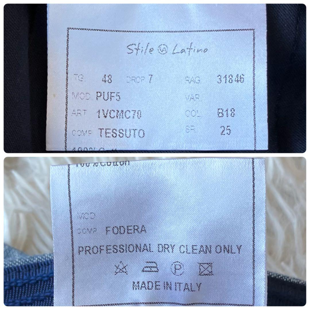 【美品 イタリア製 L】スティレラティーノ　スラックス　ブルー　コットン100%