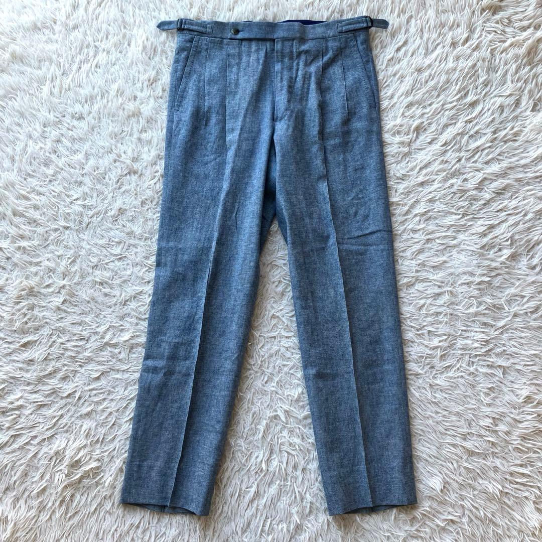 【美品 イタリア製 L】スティレラティーノ　スラックス　ブルー　コットン100%