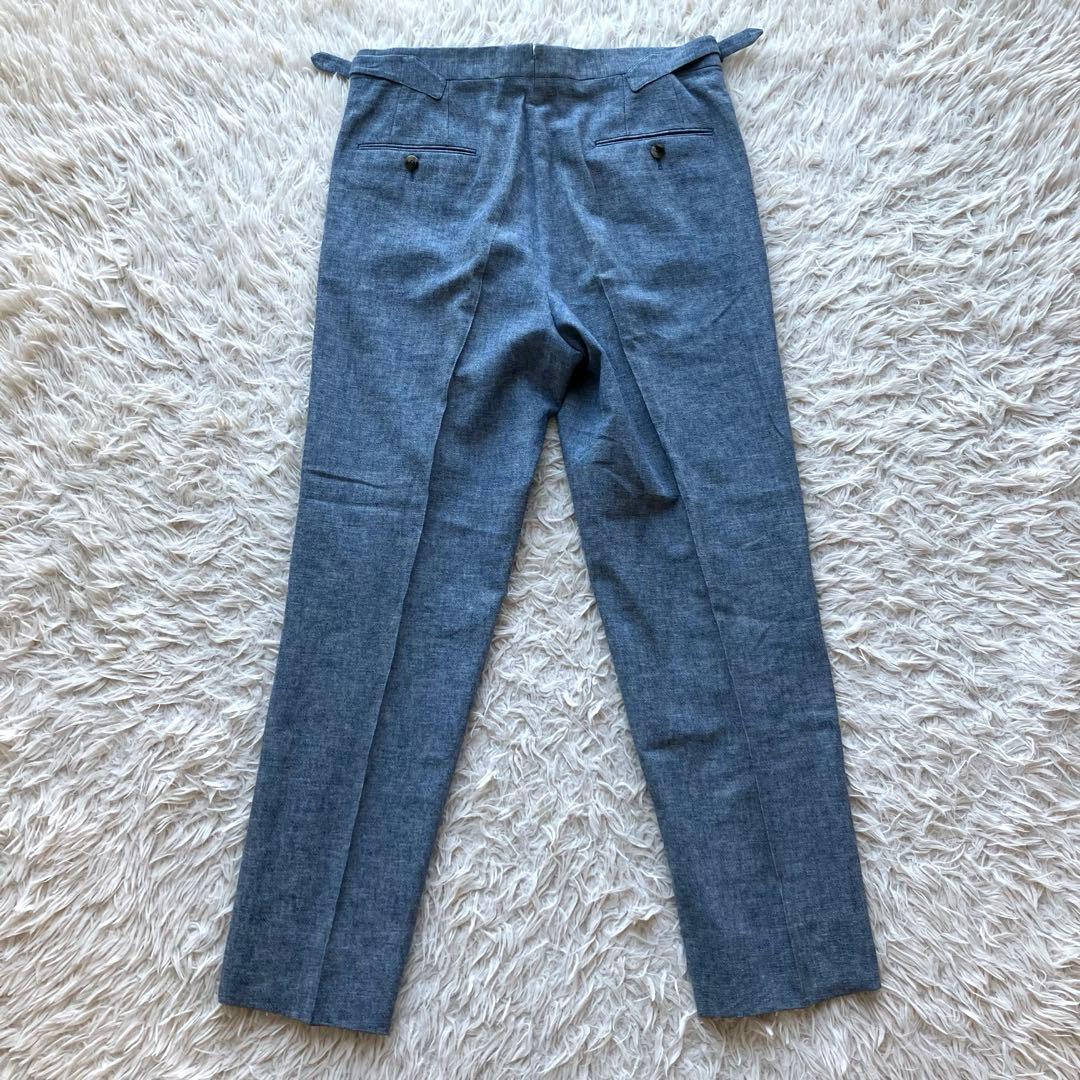 【美品 イタリア製 L】スティレラティーノ　スラックス　ブルー　コットン100%