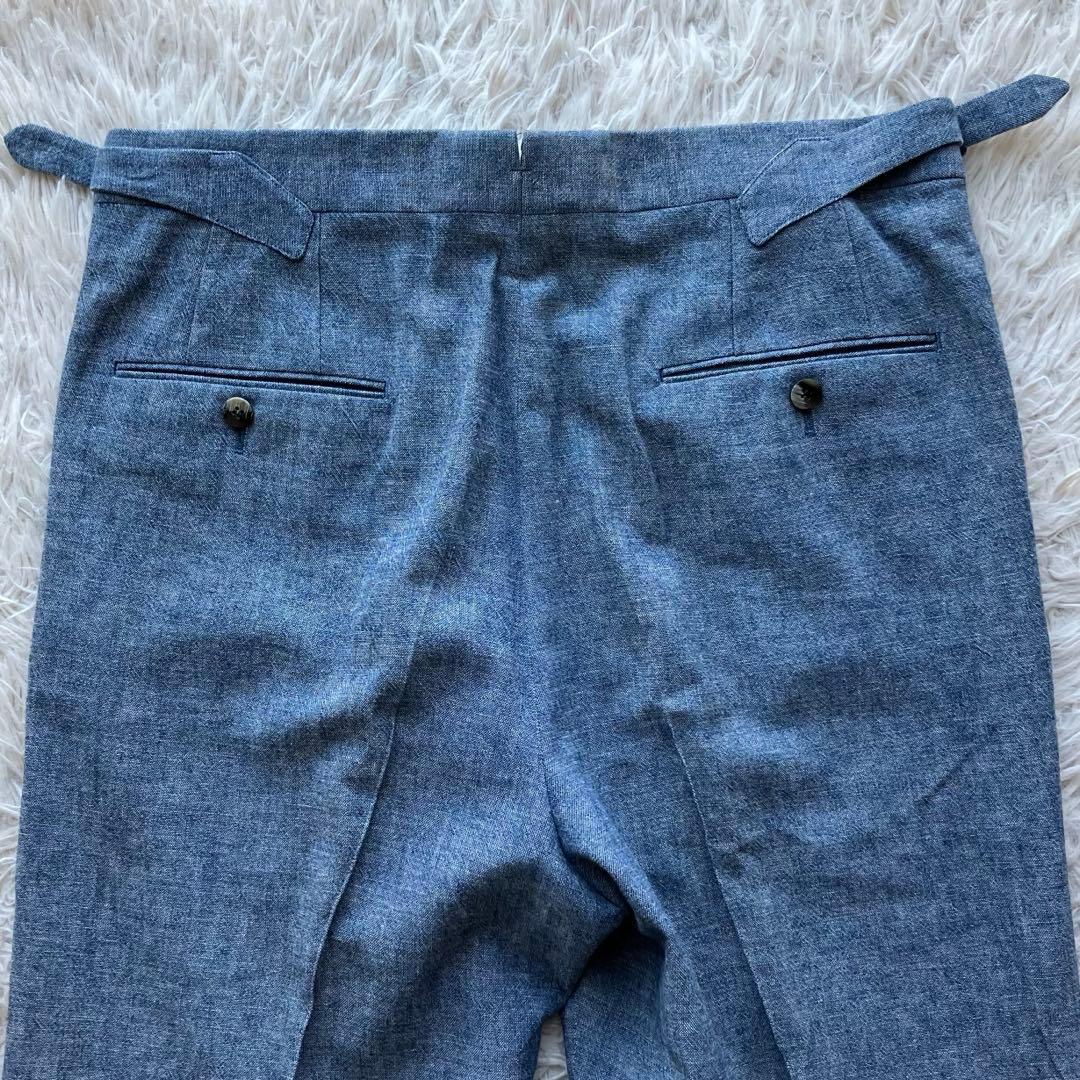 【美品 イタリア製 L】スティレラティーノ　スラックス　ブルー　コットン100%