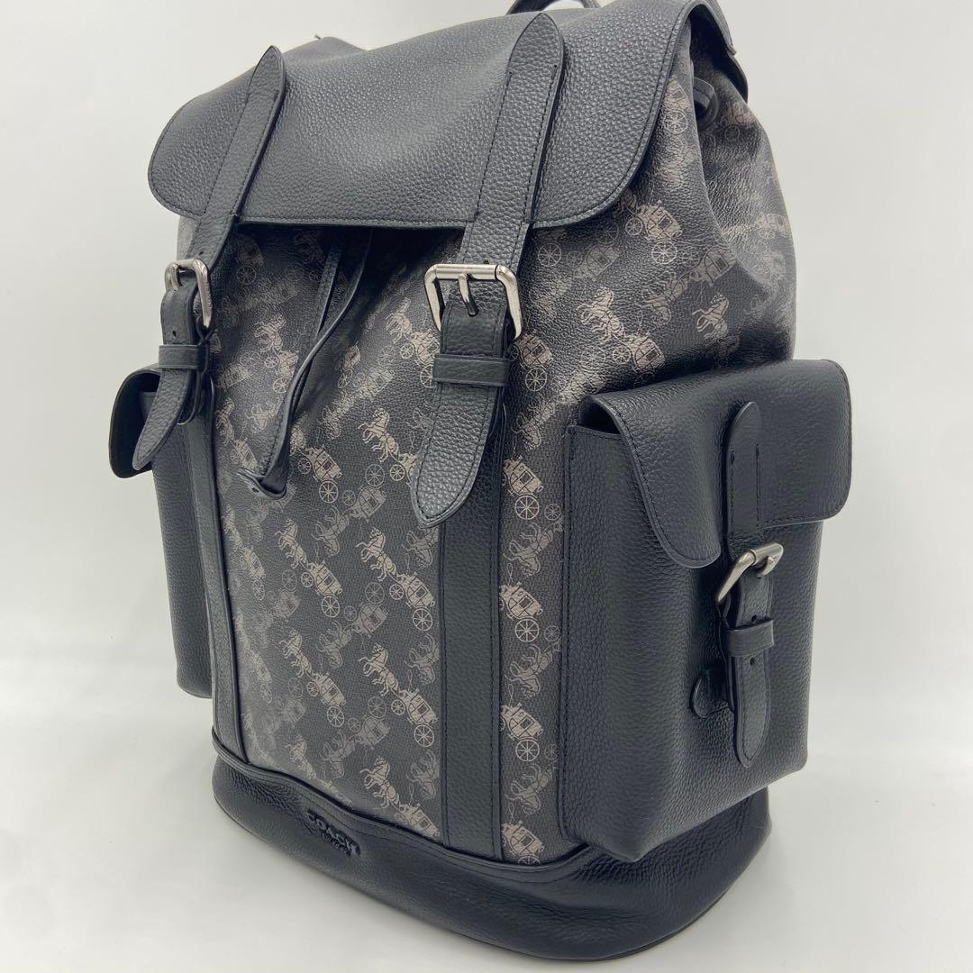 美品✨ コーチ ハドソン 馬車柄 バックパック レザー PVC 黒 89897