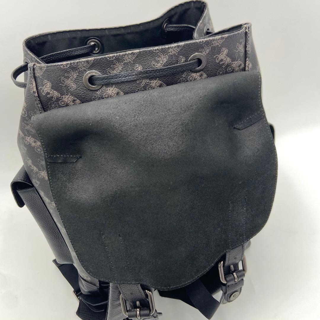 美品✨ コーチ ハドソン 馬車柄 バックパック レザー PVC 黒 89897