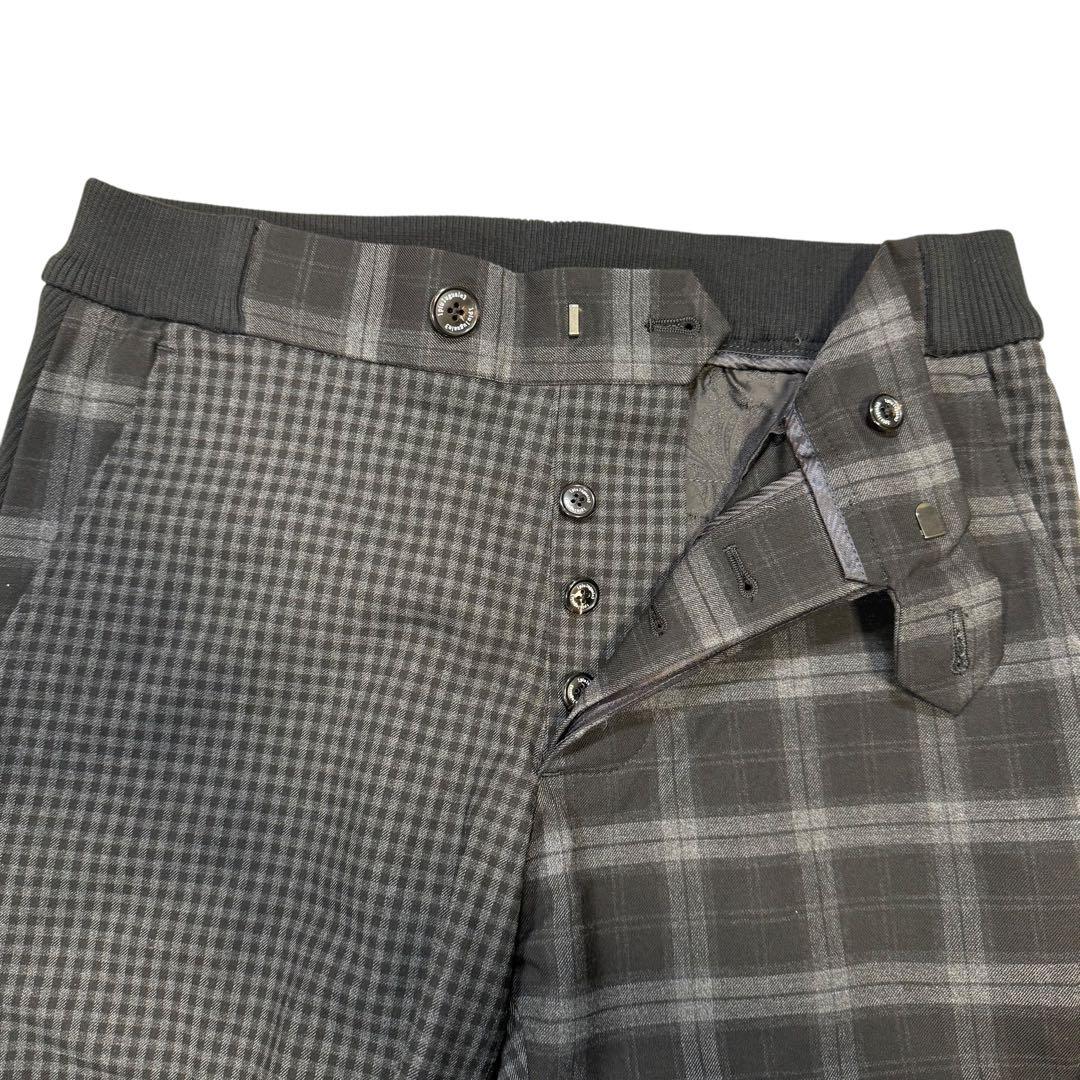 【美品】1piu1uguale3/クレイジーチェックリブパンツ/グレー系3