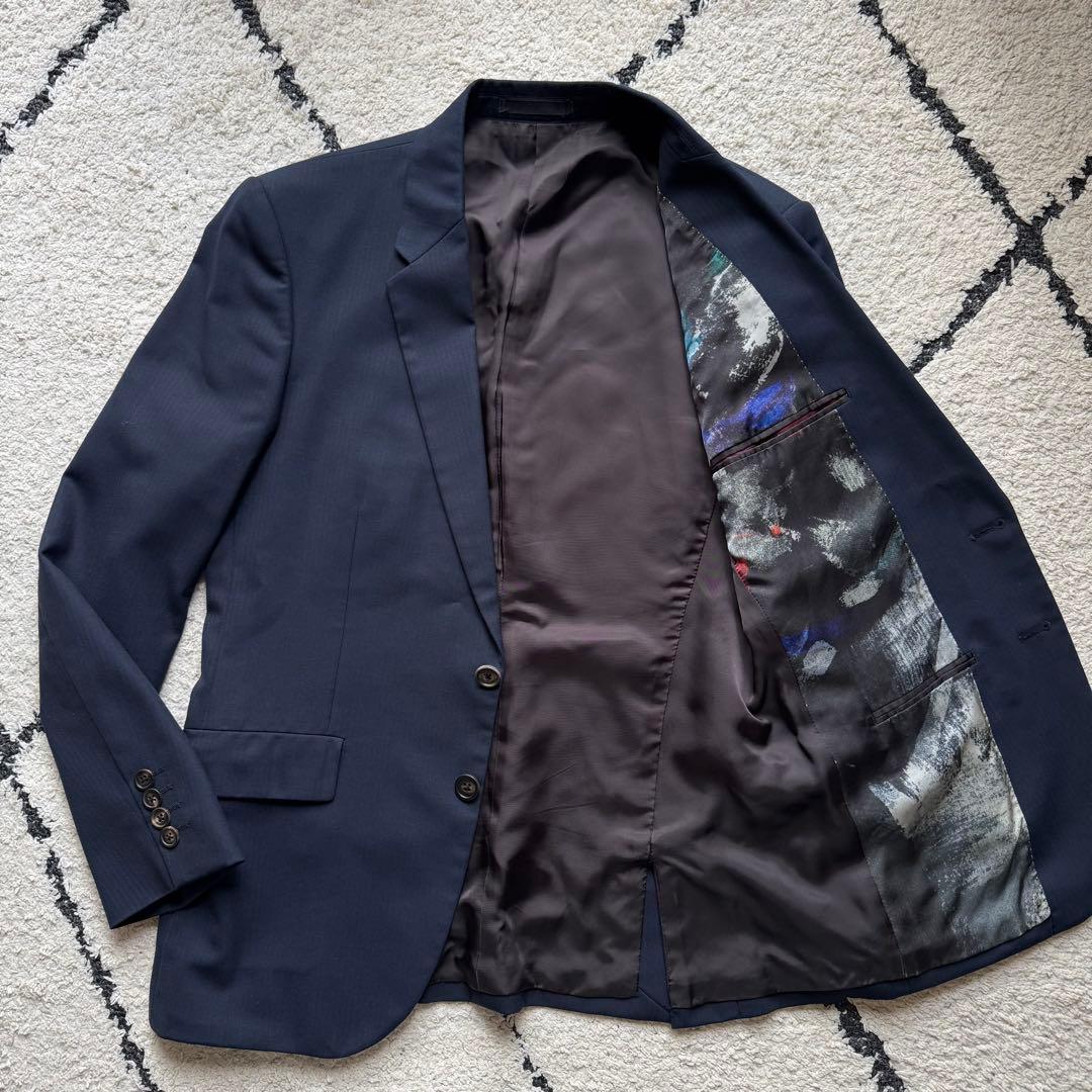 PS Paul Smith スーツ　セットアップ　裏地総柄　ネイビー　Mサイズ