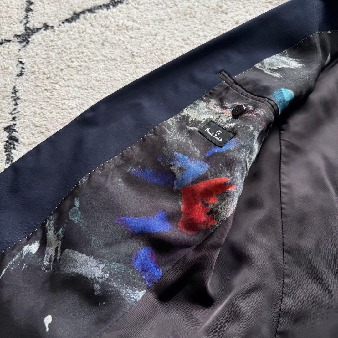 PS Paul Smith スーツ　セットアップ　裏地総柄　ネイビー　Mサイズ