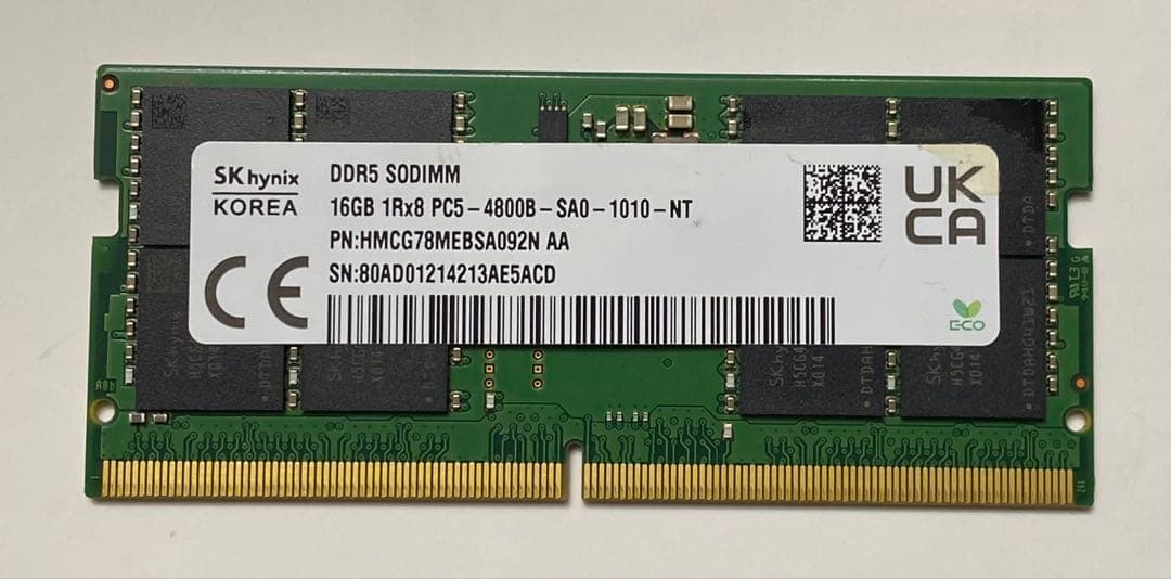 SK hynix 16GB DDR5 4800B SODIMM メモリ