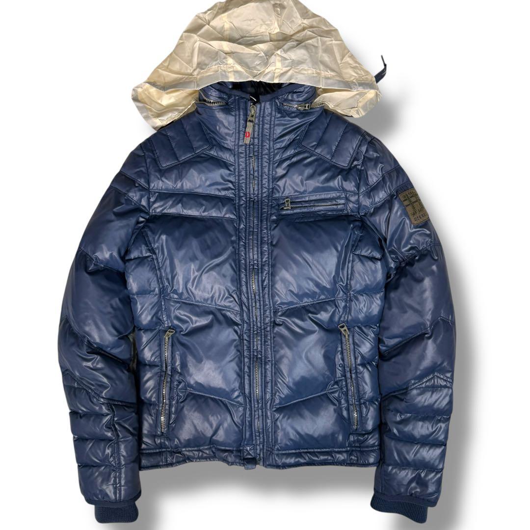 DIESEL ライダースジャケット 2way フード収納 蛇腹 ダウンジャケット