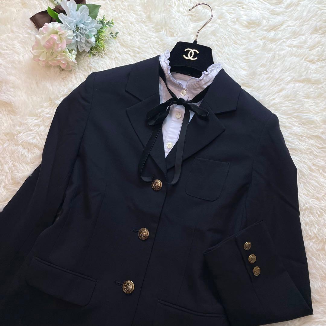 高級感✨ポンポネット フォーマル セット チェック 濃紺 水色 150 160