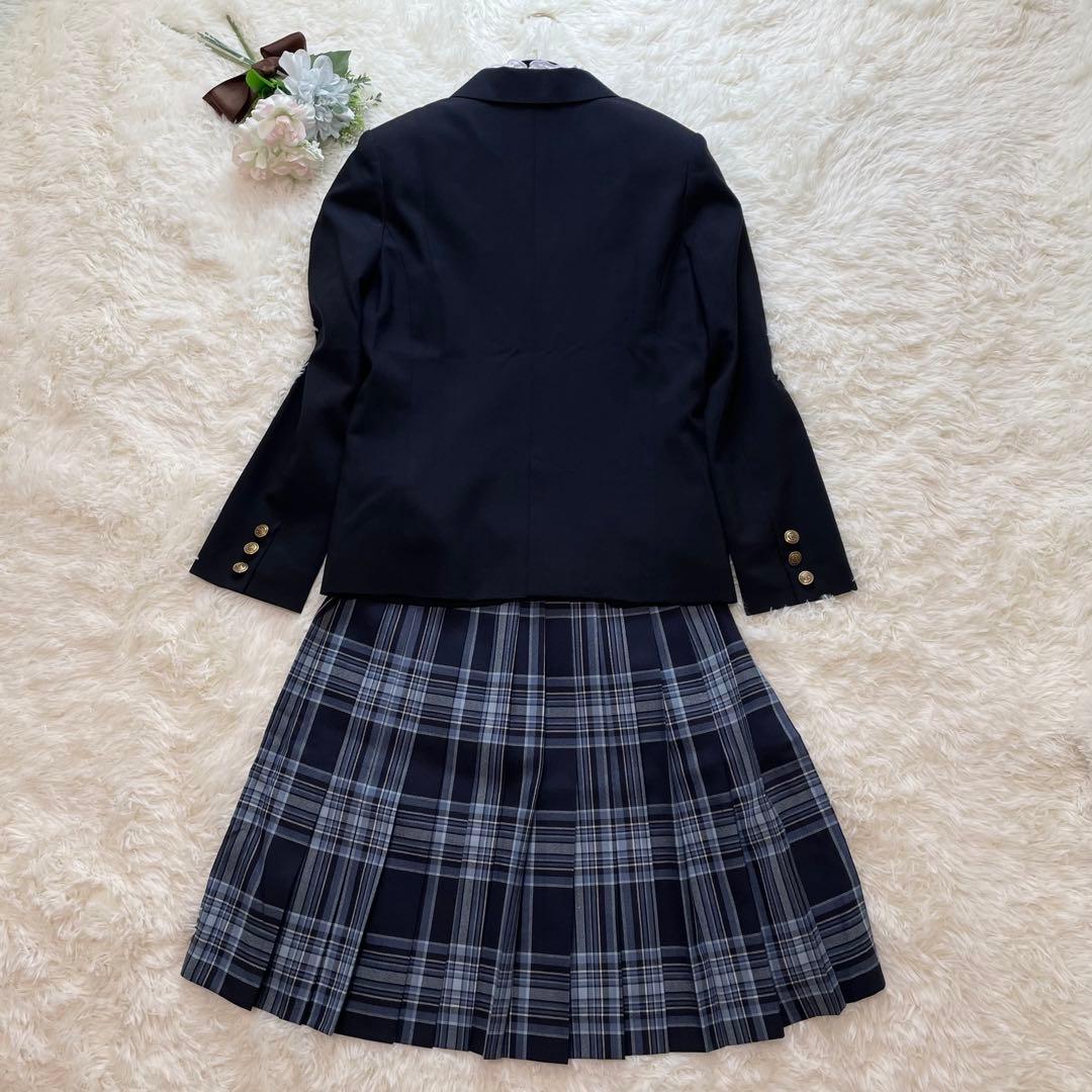 高級感✨ポンポネット フォーマル セット チェック 濃紺 水色 150 160