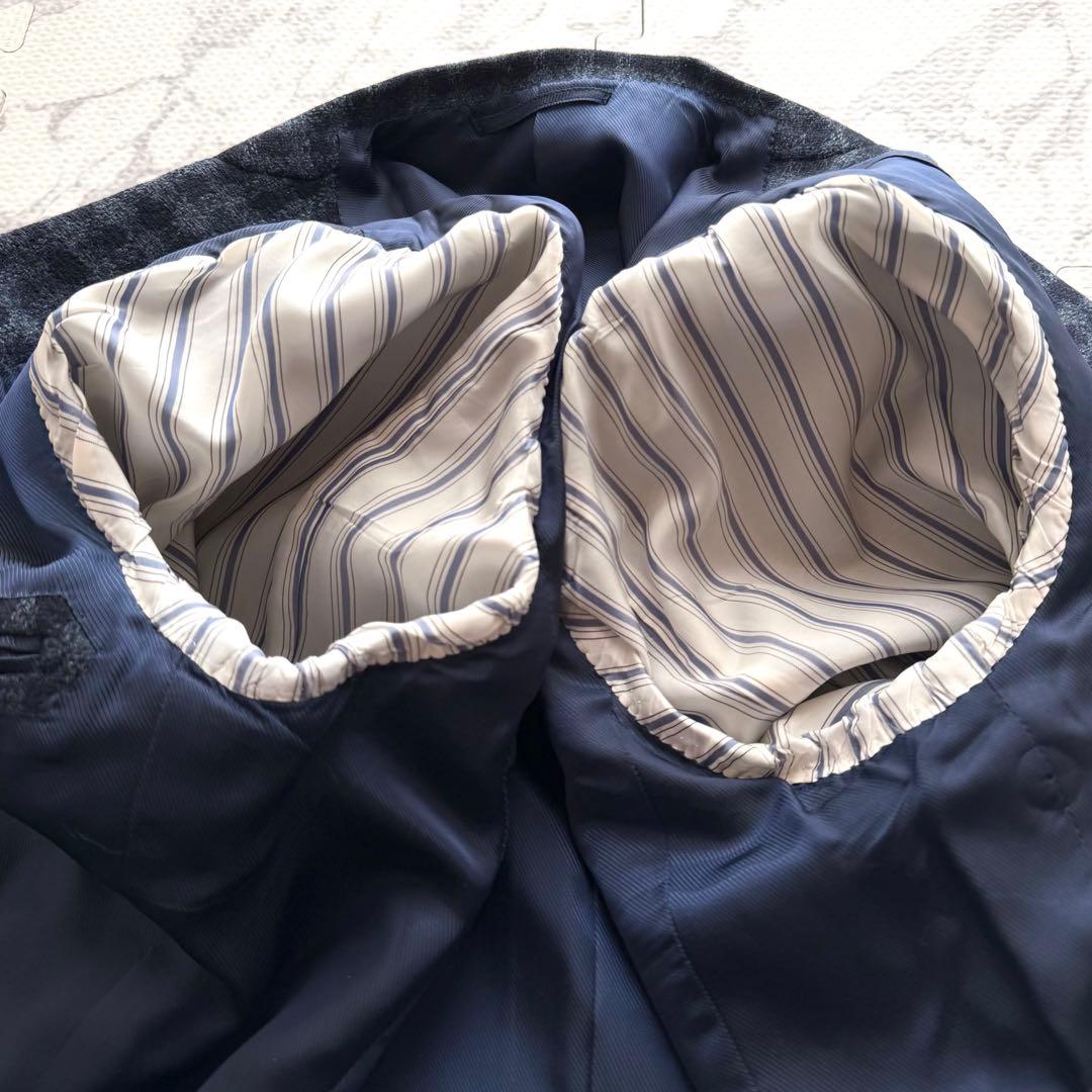 極美品✨BEAMS F ビームスエフ 千鳥格子柄 テーラードジャケット ネイビー