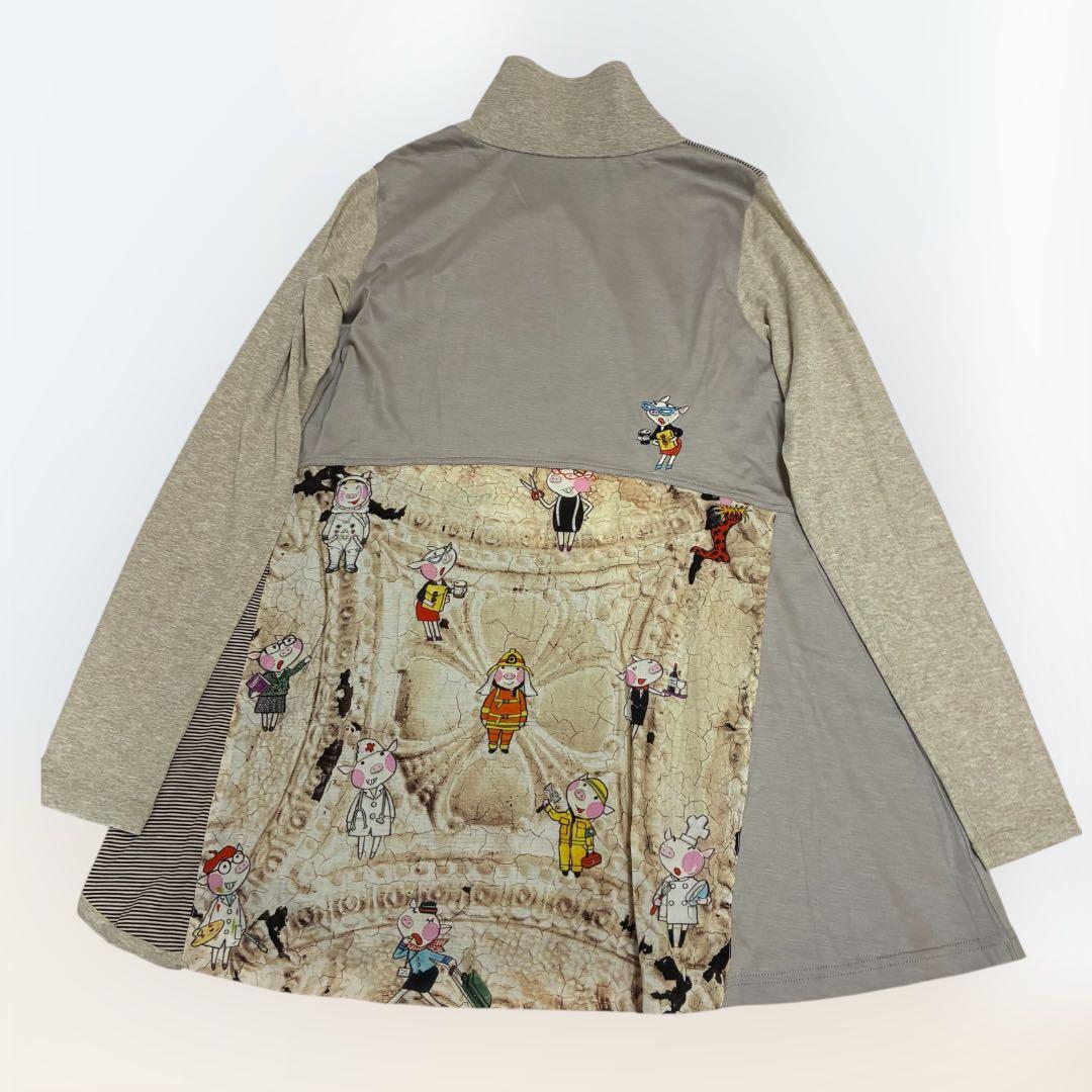 日本製　OLLEBOREBLA　切替チュニック　働くぶたさん　コットン　長袖