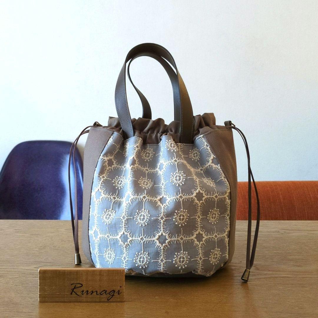 まる底巾着バッグ＊ミナペルホネン アネモネ