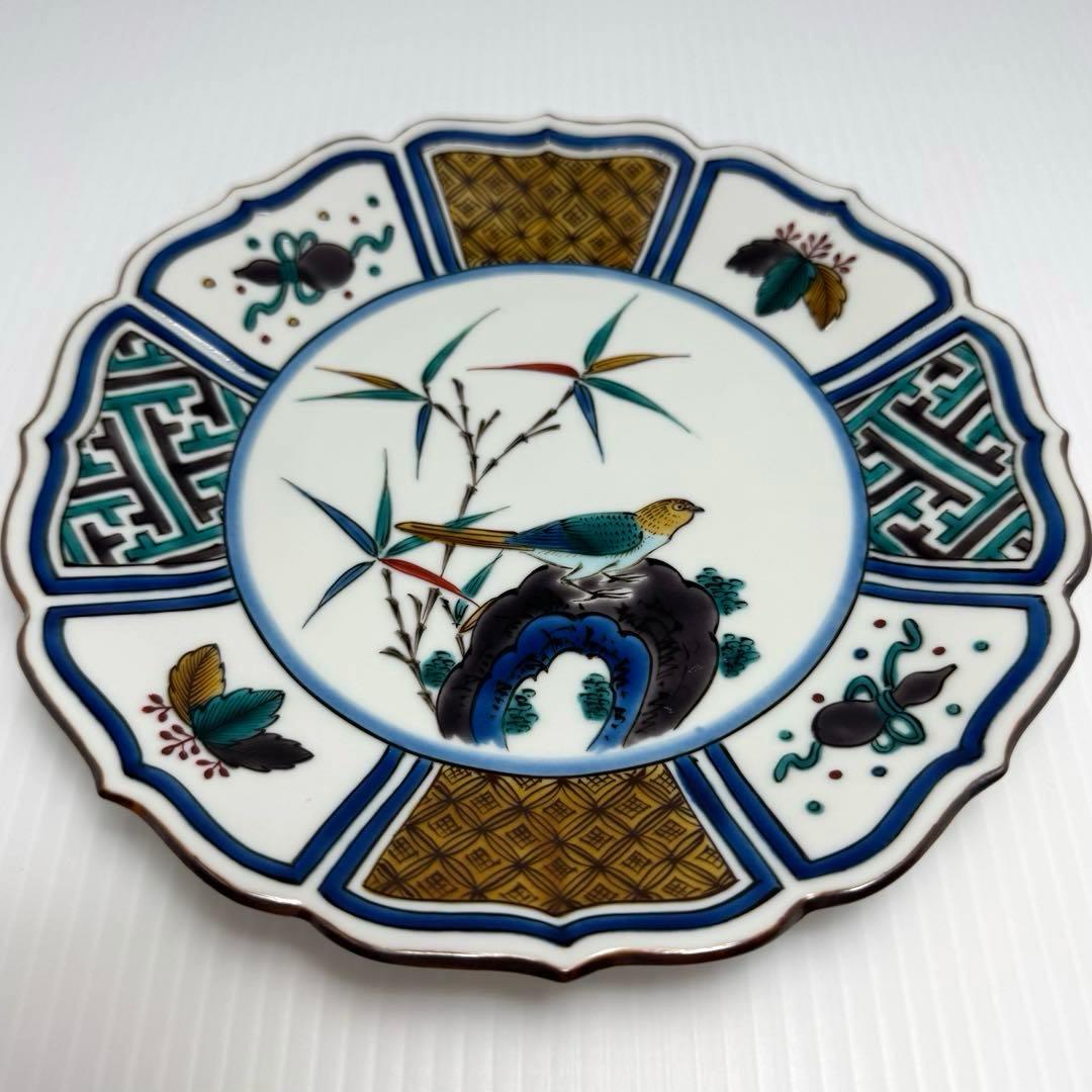 新品 九谷焼 西田伸也 銘々皿 中皿 5枚セット 鳥 花 伝統工芸