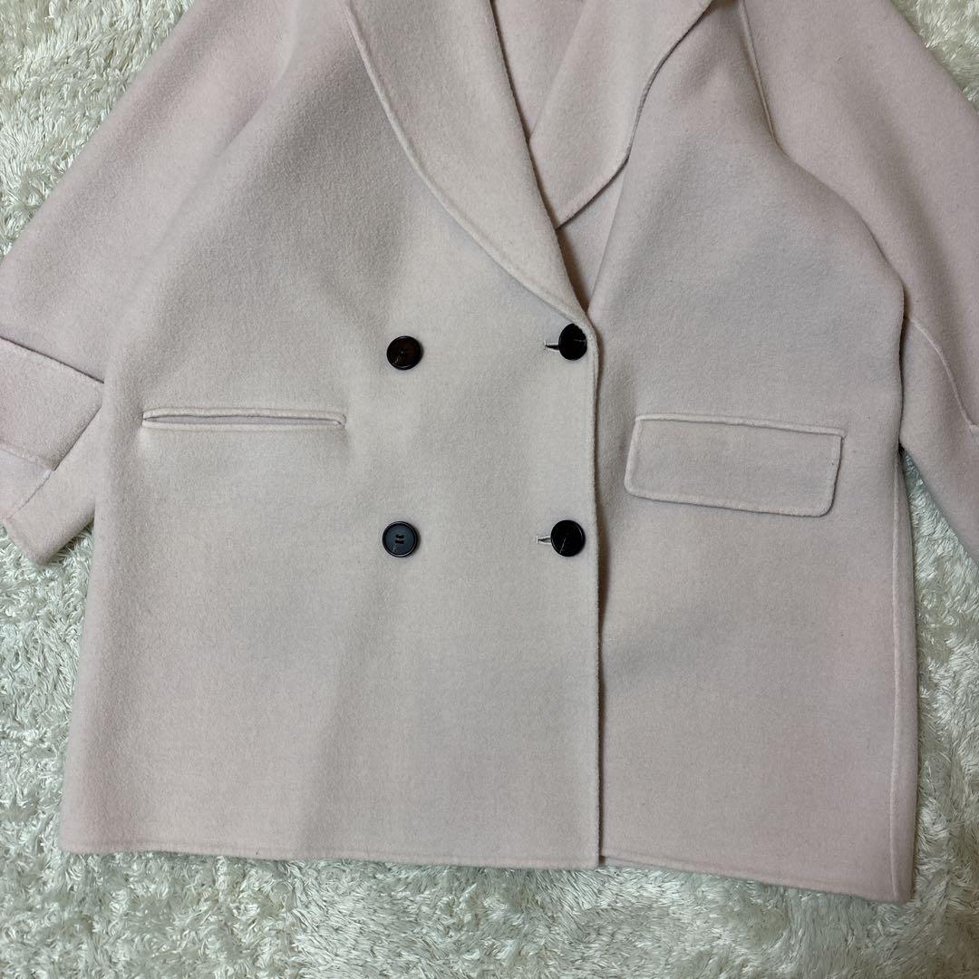 美品＊ミラオーウェン　接結ハーフ丈　ピーコート　ピンク　ゆったり　オーバーサイズ